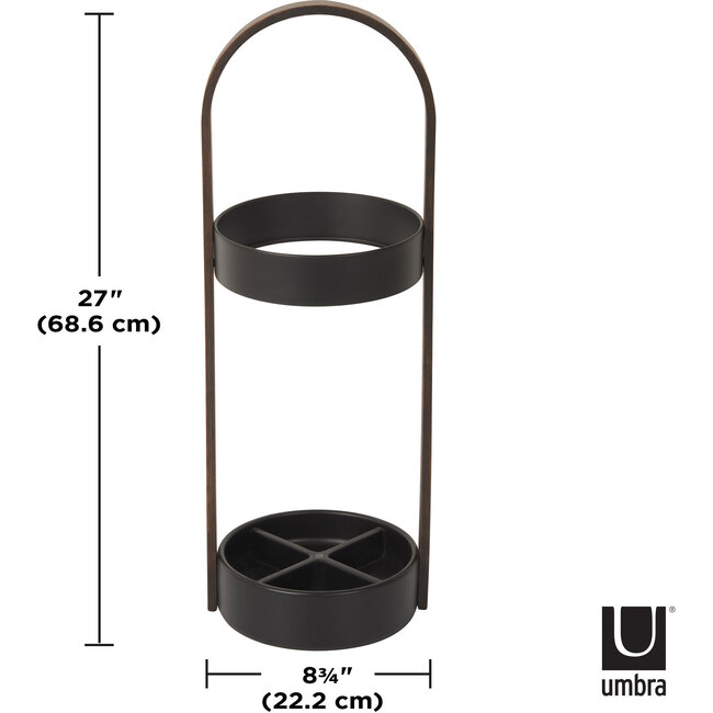 Hub Umbrella Stand, Black/Walnut - Coat Racks - 6