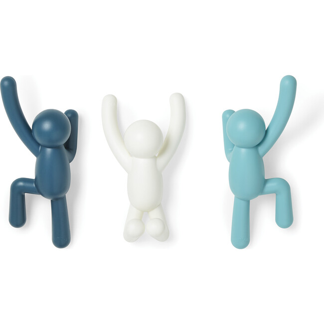 Set of 3 Buddy Wall Hooks, Blue Multi - Wall Hooks - 1