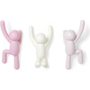 Set of 3 Buddy Wall Hooks, Pink Multi - Wall Hooks - 1 - thumbnail