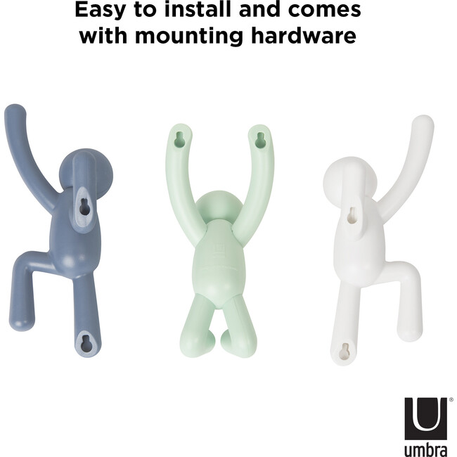 Set of 3 Buddy Wall Hooks, Light Multi - Wall Hooks - 3
