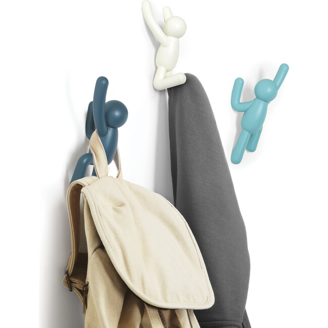 Set of 3 Buddy Wall Hooks, Blue Multi - Wall Hooks - 3