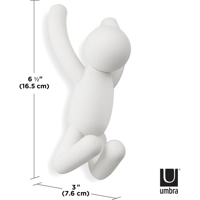 Set of 3 Buddy Wall Hooks, White - Wall Hooks - 6