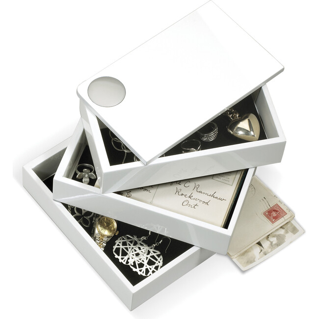 Spindle Storage Box, White