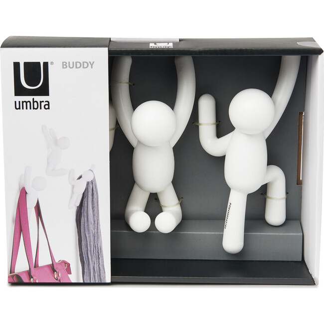 Set of 3 Buddy Wall Hooks, White - Wall Hooks - 7