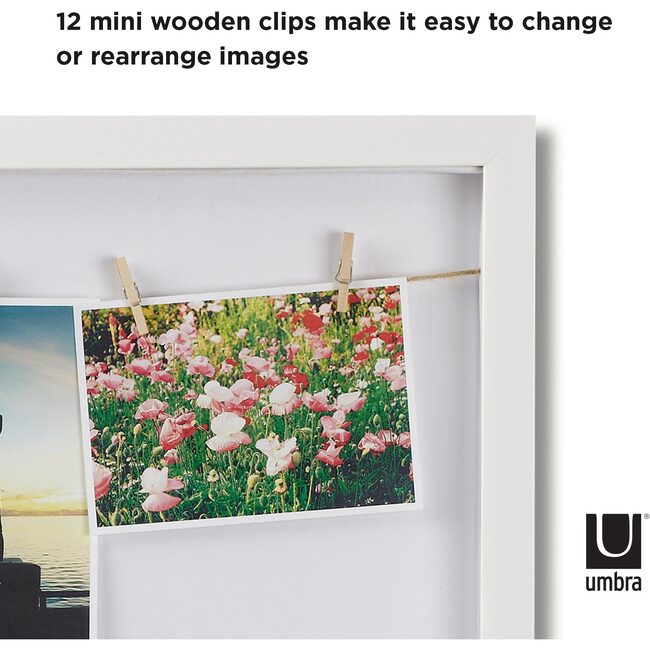 Clothesline Photo Display, White - Frames - 4