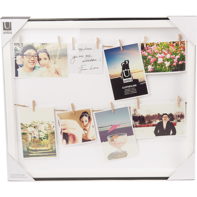 Clothesline Photo Display, White - Frames - 8