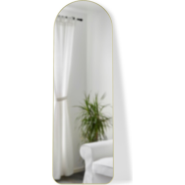 Hubba Arched Leaning Mirror, Brass Frame Umbra Mirrors & Wall Decor