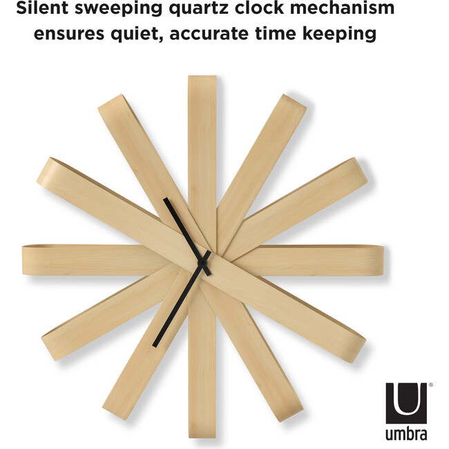 Ribbon Wood Wall Clock, Natural - Clocks - 3