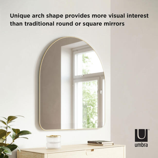 Hubba Arched Mirror, Brass Frame - Mirrors - 4