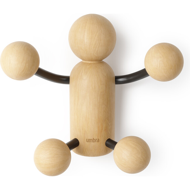 Woody Wall Hook, Black/Natural - Wall Hooks - 1