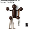 Woody Wall Hook, Black/Walnut - Wall Hooks - 3