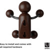 Woody Wall Hook, Black/Walnut - Wall Hooks - 5