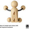 Woody Wall Hook, Black/Natural - Wall Hooks - 6