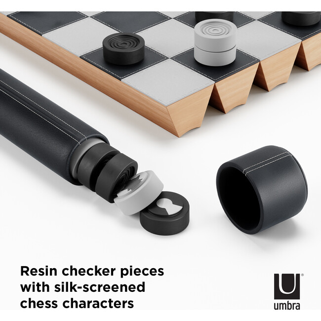 Rolz Portable Chess/Checkers Set, Black/White - Games - 4
