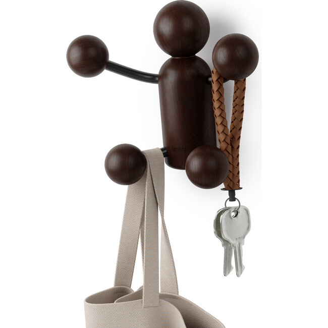 Woody Wall Hook, Black/Walnut - Wall Hooks - 9