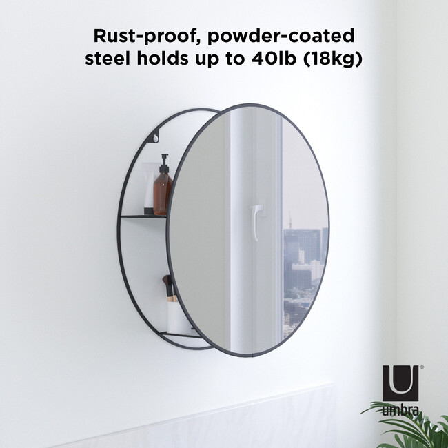 Cirko Mirror/Shelving Unit, Black - Mirrors - 4