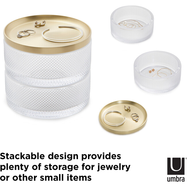 Tesora Storage Box, Clear/Brass - Jewelry Boxes - 3