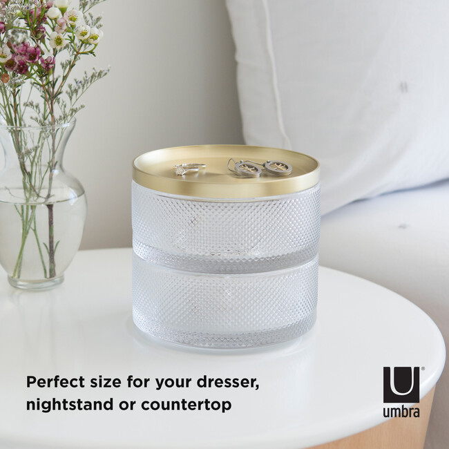 Tesora Storage Box, Clear/Brass - Jewelry Boxes - 5