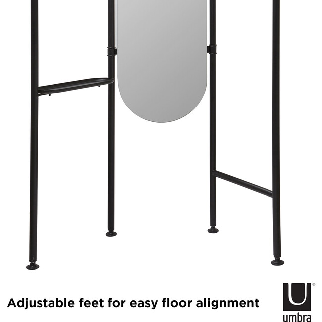 Vala Freestanding Rack & Mirror, Black - Coat Racks - 6