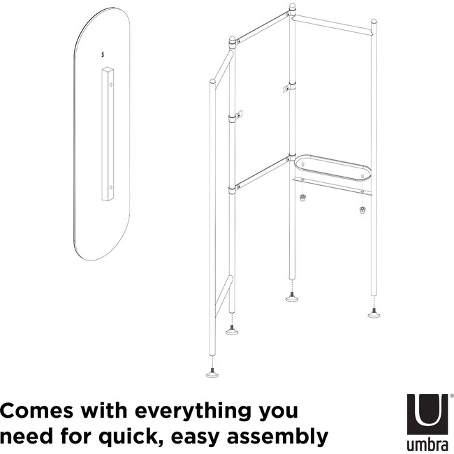 Vala Freestanding Rack & Mirror, Black - Coat Racks - 7