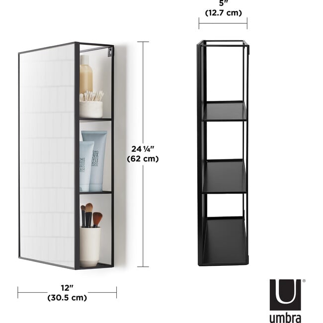 Cubiko Mirror/Shelving Unit, Black - Mirrors - 8