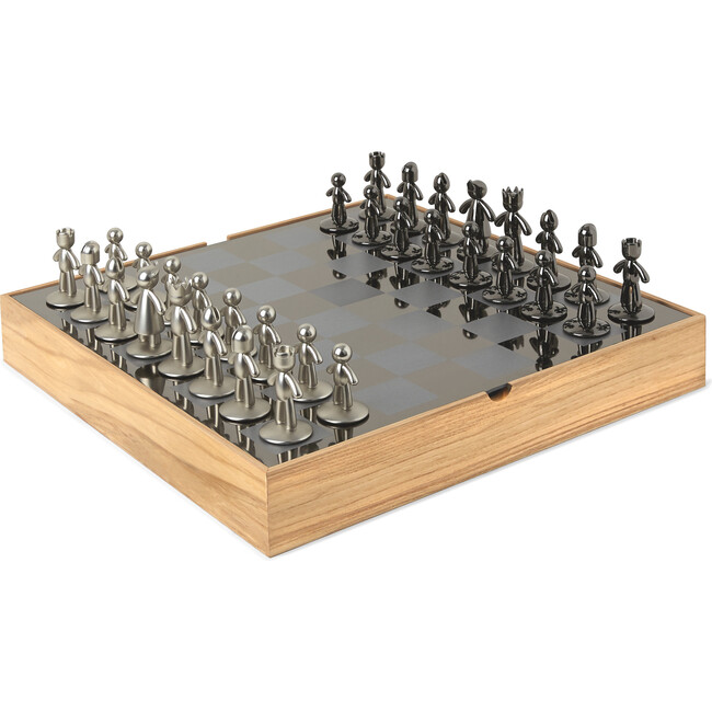 Buddy Modern Chess Set, Natural/Metal - Games - 1