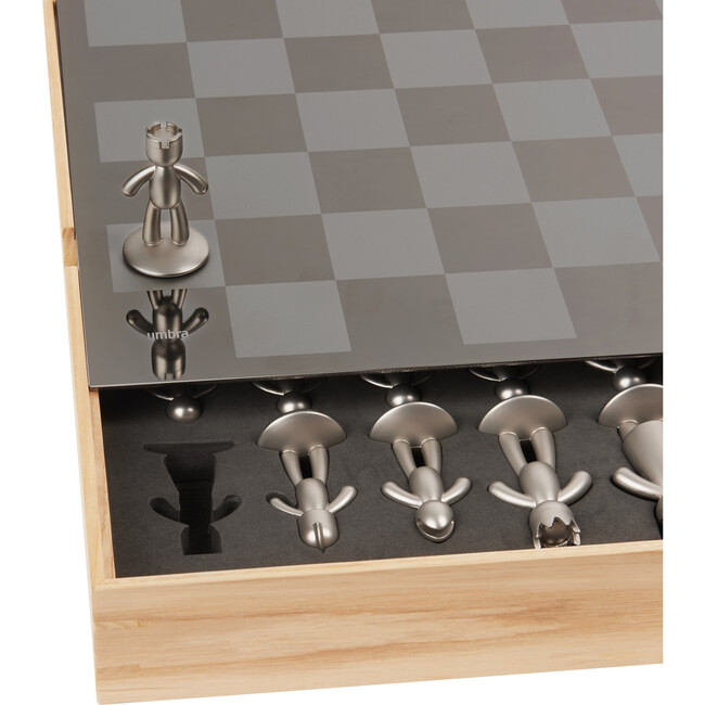 Buddy Modern Chess Set, Natural/Metal - Games - 9