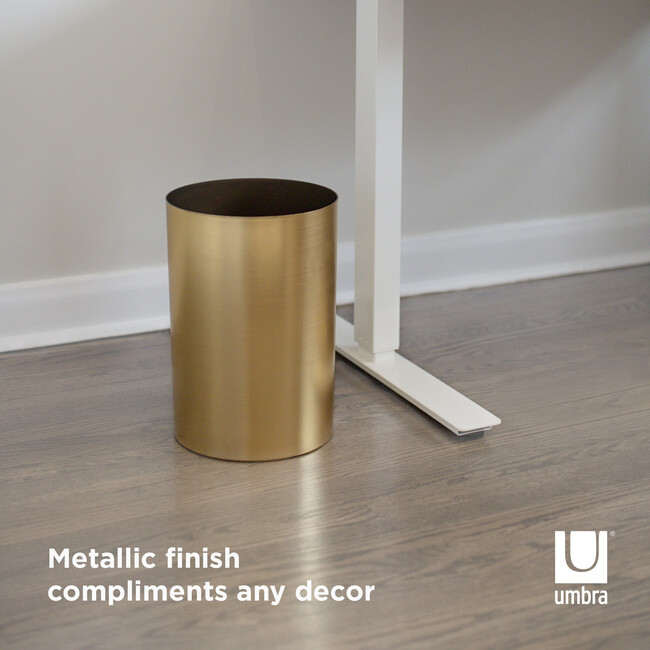 Metalla Wastebasket, Matte Brass - Wastebaskets - 5