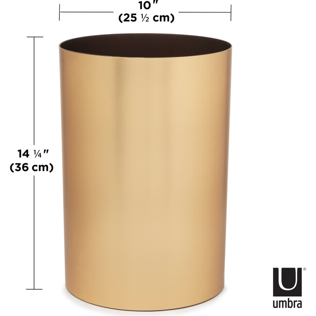 Metalla Wastebasket, Matte Brass - Wastebaskets - 6