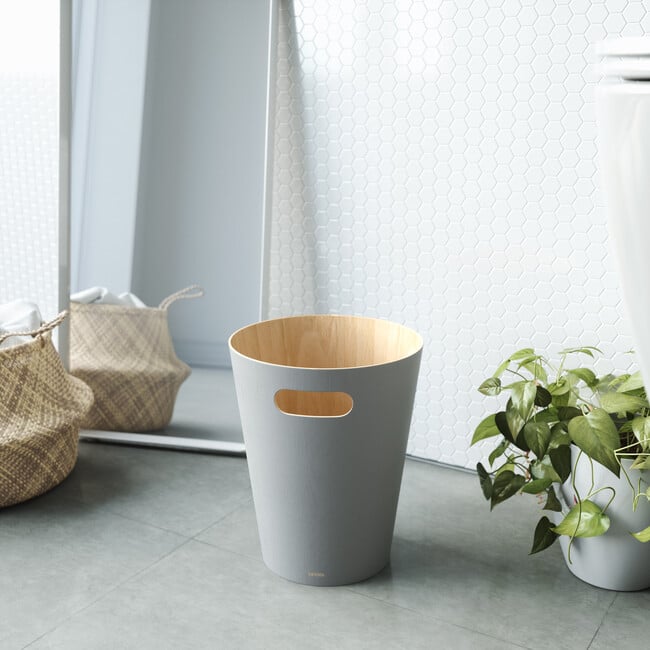 Woodrow Wastebasket, Grey - Wastebaskets - 9