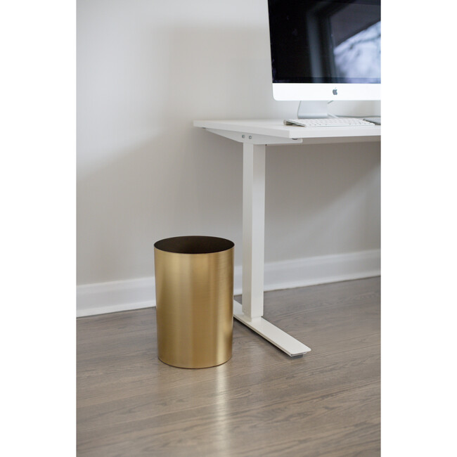 Metalla Wastebasket, Matte Brass - Wastebaskets - 7