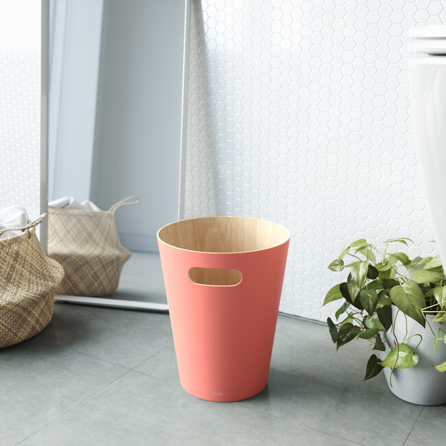 Woodrow Wastebasket, Coral - Wastebaskets - 9