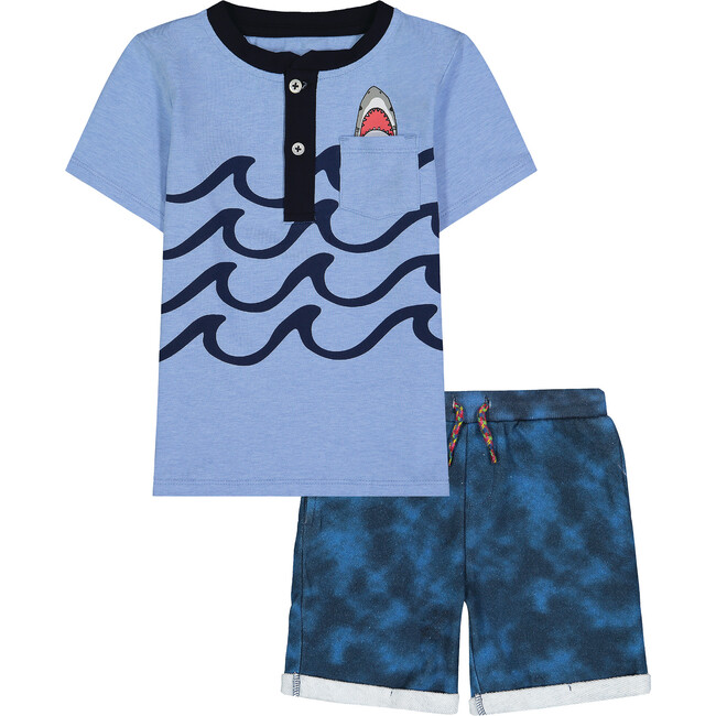 Infant Graphic Henley Tee Set, Blue