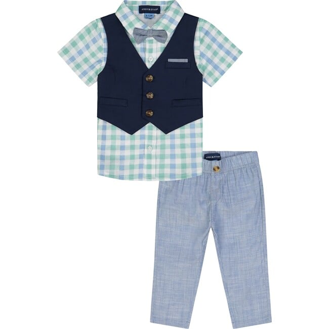 Baby Vest Playsuit & Pant Set, Navy