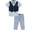 Baby Vest Playsuit & Pant Set, Navy - Rompers - 1 - thumbnail