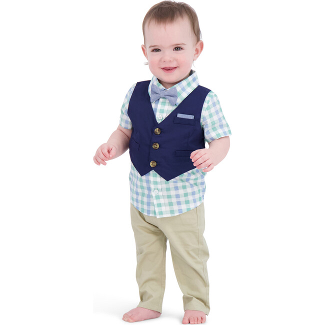 Baby Vest Playsuit & Pant Set, Navy