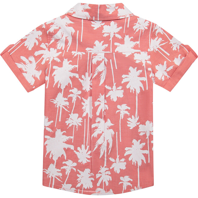 Infant Coral Palm Button Down Shirt, Orange - Shirts - 3