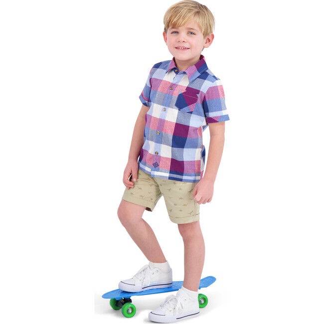 Infant Plaid Button Down Shirt, Red - Shirts - 3