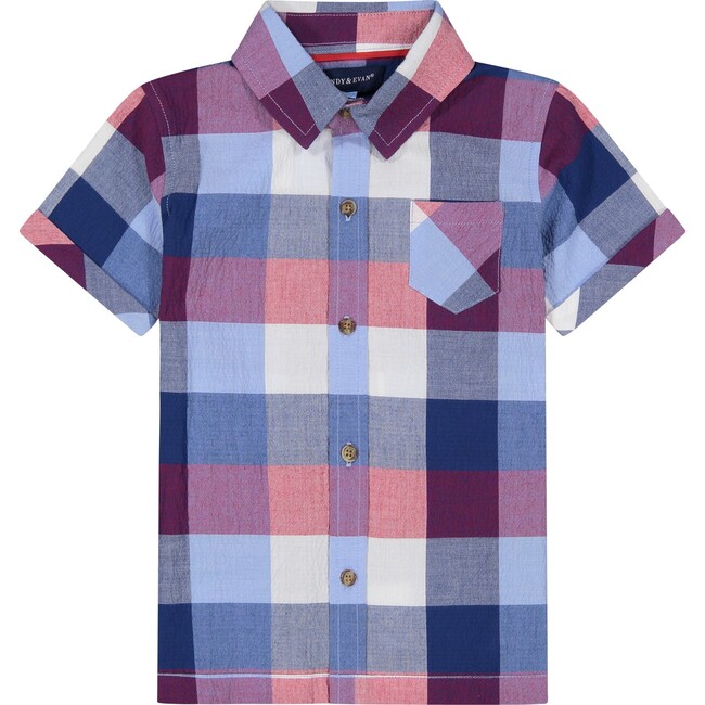 Infant Plaid Button Down Shirt, Red - Shirts - 4