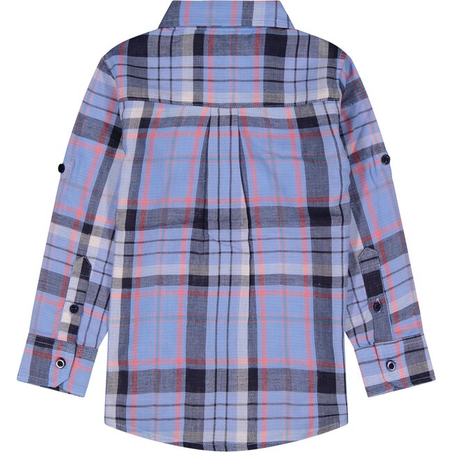 Plaid Button Down Shirt, Light Blue - Shirts - 2