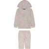 Baby Pastel Tie Dye Sweatshirt Set, Pink - Sweatshirts - 1 - thumbnail