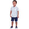 Striped Shark Button Down Shirt, Blue - Shirts - 2