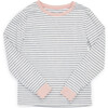 Jersey Lulu PJ Set, Grey Stripe - Pajamas - 2 - thumbnail