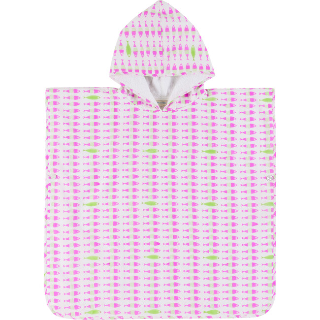 Kai Beach/Bath Poncho, Fluo Pink/Island Green - Cover-Ups - 1