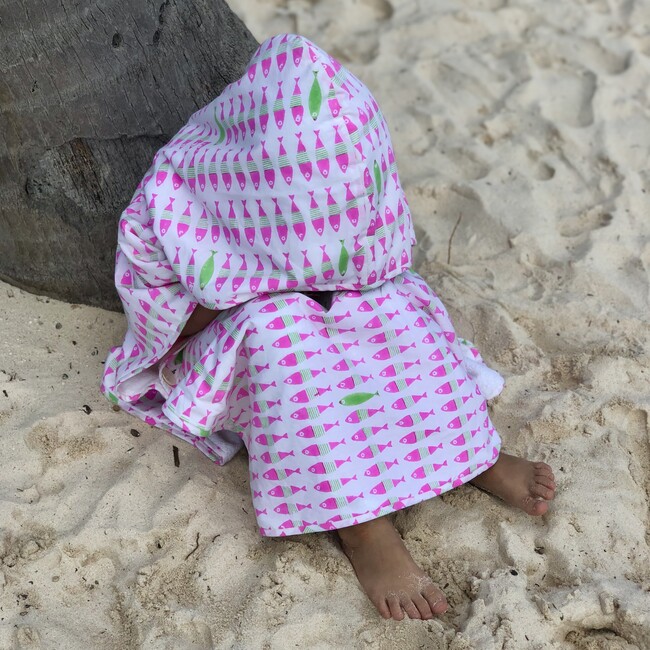 Kai Beach/Bath Poncho, Fluo Pink/Island Green - Cover-Ups - 2