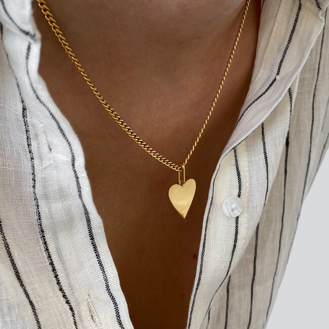 Engravable Amaya Heart Necklace on Curb Chain