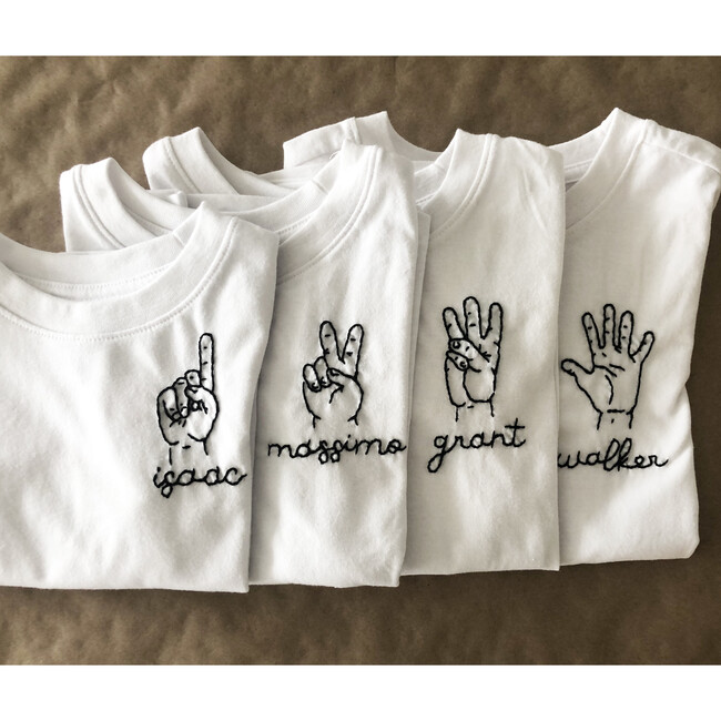 Hand Embroidered This Many Birthday Tee Number 2, White - Tees - 4