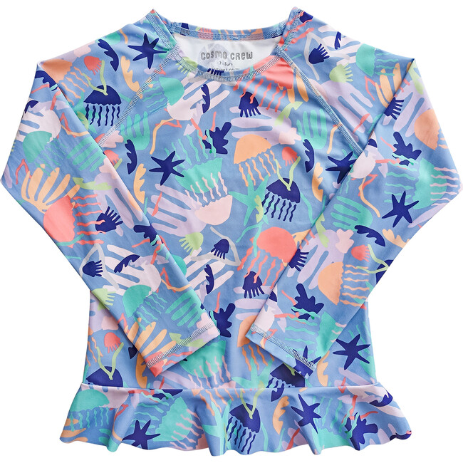 Sea & Snow Long Sleeve Frill Top, Jellyscape - Rash Guards - 1