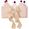 Soft Pink Linen Crown, Singular Colored Pom Poms - Hats - 2