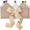 Neutral Linen Crown, Multicolored Pom Poms - Hats - 2